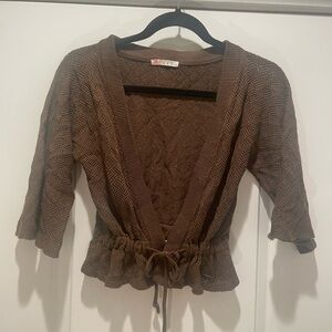 VINTAGE Roxy Brown Textured Knit Cardigan